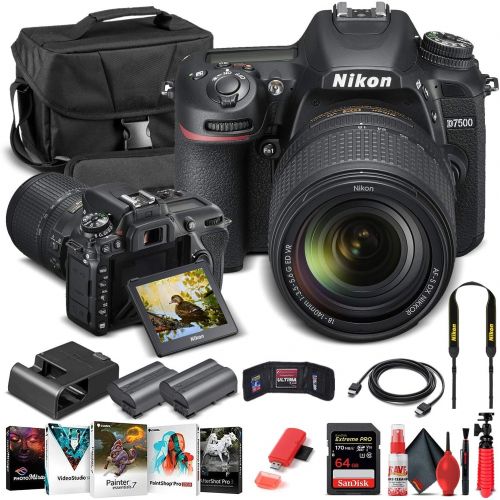  Amazon Renewed Nikon D7500 DSLR Camera with 18-140mm Lens (1582) + 64GB Memory Card + Case + Corel Photo Software + EN-EL 15 Battery + Card Reader + HDMI Cable + Cleaning Set + Flex Tripod + Memo