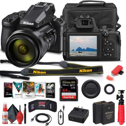  Amazon Renewed Nikon COOLPIX P950 Digital Camera (26532) + 64GB Memory Card + Case + Corel Photo Software + EN-EL 20 Battery + Card Reader + HDMI Cable + Deluxe Cleaning Set + Flex Tripod + Memor
