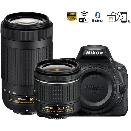  Amazon Renewed Nikon D5600 24.2MP DSLR Camera with 18-55mm VR and 70-300mm Dual Lens (Black) ? (Renewed) (18-55mm VR & 70-300mm 2 Lens Kit)