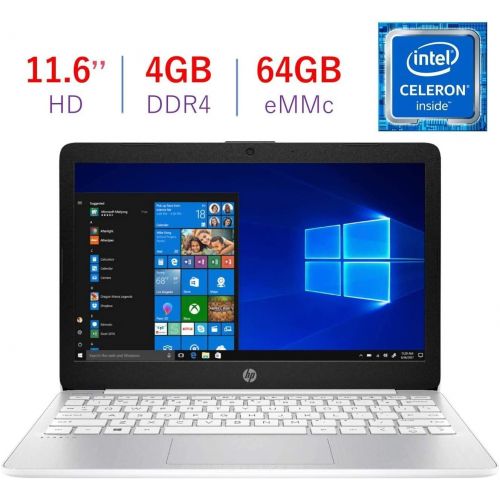  Amazon Renewed HP Stream 11.6-inch Laptop, Intel Celeron N4000 up to 2.6 GHz, 4GB DDR4 RAM, 64GB eMMC, Bluetooth, Webcam, WiFi, HD Audio, Diamond White, Windows 10 S ( Renewed)