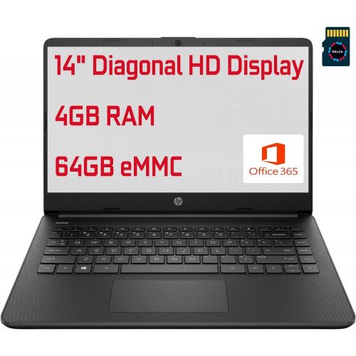  Amazon Renewed HP Steam 14 Premium Business Laptop Computer 14 Diagonal HD Display Intel Celeron N4020 4GB RAM 64GB eMMC WiFi HDMI USB-C Webcam Win 10 (Jet Black) + Delca 16GB Micro SD Card (Rene
