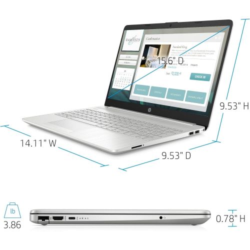  Amazon Renewed 2021 Newest HP 15 Budget Laptop Notebook, 15.6 HD BrightView Display, i3-10110U, 12GB DDR4 RAM, 256GB SSD, Webcam, WiFi, Bluetooth, Windows 10, Natural Silver (Renewed)