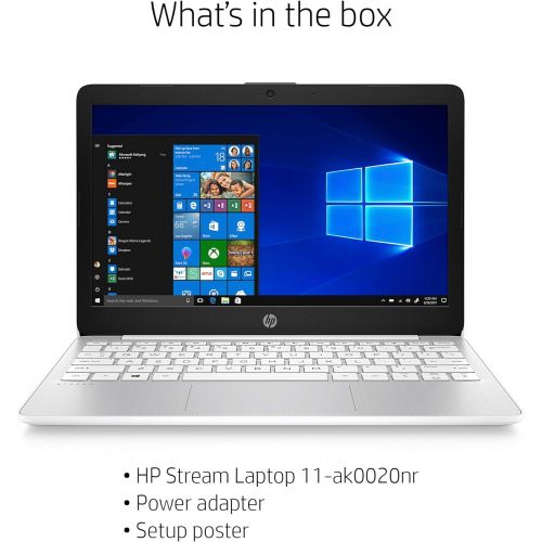  Amazon Renewed HP Stream 11-inch HD Laptop, Intel Celeron N4000, 4 GB RAM, 32 GB eMMC, Windows 10 Home in S Mode with Office 365 Personal for 1 Year (11-ak0020nr, Diamond White) (Renewed)