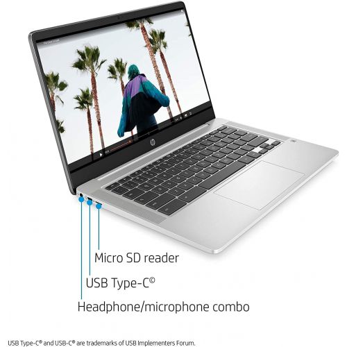  Amazon Renewed HP Chromebook 14In HD Non-Touch Intel Pentium Silver N5030 Quad-Core Processor, 4GB RAM, 64GB eMMC, WiFi, Bluetooth, Chrome OS (Renewed)