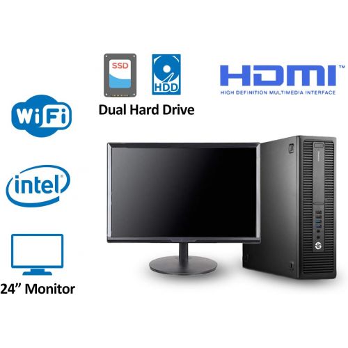 Amazon Renewed HP EliteDesk 800 G2 SFF Desktop Computer 24 Inch FHD Monitor Dual Hard Drive PC(Intel i5-6500 Up to 3.6GHz, 8GB RAM, 128GB SSD + 1TB HDD, WiFi, HDMI, Windows 10 Professional) (Rene