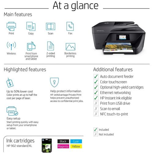  Amazon Renewed HP OfficeJet Pro 6968 All-in-One Wireless Printer with Mobile Printing, Instant Ink Ready (T0F28A) (Renewed)