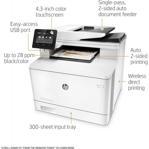  Amazon Renewed HP Laserjet Pro M477fdw Multifunction Wireless Color Laser Printer with Duplex Printing (CF379A) (Renewed)