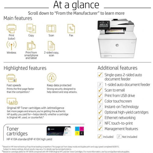  Amazon Renewed HP Laserjet Pro M477fnw Multifunction Wireless Color Laser Printer with Built-in Ethernet (CF377A) (Renewed)