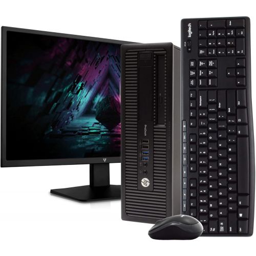  Amazon Renewed HP ProDesk 600G1 Desktop Computer PC, Intel Quad-Core i5, 500GB HDD Storage, 4GB DDR3 RAM, Windows 10 Pro, DVD, WiFi, New 24in Monitor, Wireless Keyboard and Mouse (Renewed)