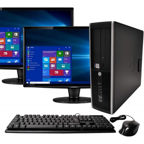  Amazon Renewed HP Elite Desktop Computer Intel Quad Core i5 3.1-GHz, 8 GB Ram, 1 TB, Dual 19in LCD Monitors, DVD, WiFi, Bluetooth, Windows 10 (Renewed)