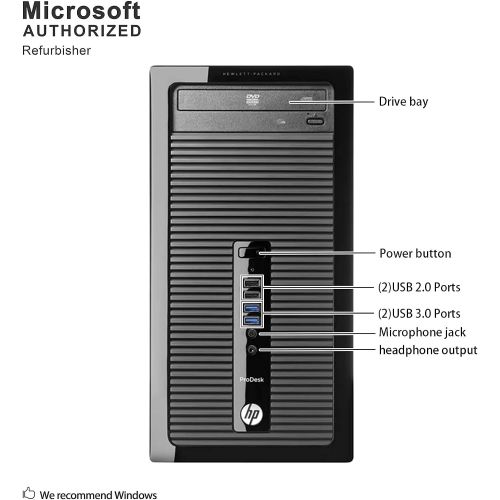  Amazon Renewed HP ProDesk 400 G1 Tower Computer PC, Intel Quad Core i5-4570 up to 3.6GHz, 16G DDR3, 256G SSD, DVD, Windows 10 Pro 64 Bit-Multi-Language Supports English/Spanish/French (Renewed)