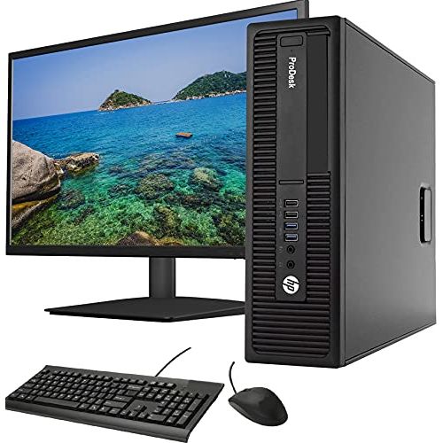  Amazon Renewed HP 600 G2 SFF Computer Desktop PC, Intel Pentium G4400 Processor, 16GB Ram, 128GB SSD + 500GB Hard Drive, WiFi & Bluetooth, New 20 Monitor, HDMI, AMD Radeon Phoenix 2GB GDDR5, Wind