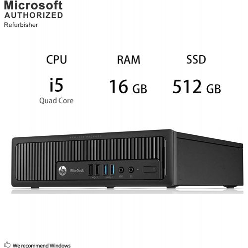  Amazon Renewed HP EliteDesk 800 G1 USFF Desktop PC Computer Package, Intel Quad Core i5 up to 3.6GHz, 16G DDR3, 512G SSD, USB 3.0, VGA, DP, 20 Inch LCD Monitor(Brands May Vary), Keyboard, Mouse,