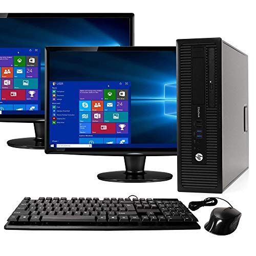  Amazon Renewed HP Elite 800G1 Desktop Computer Package - Intel Quad Core i5 3.3GHz, 16GB RAM, 240GB SSD 2TB HDD, Windows 10 Pro, Dual 19 inch Monitors, Keyboard, Mouse (Renewed)