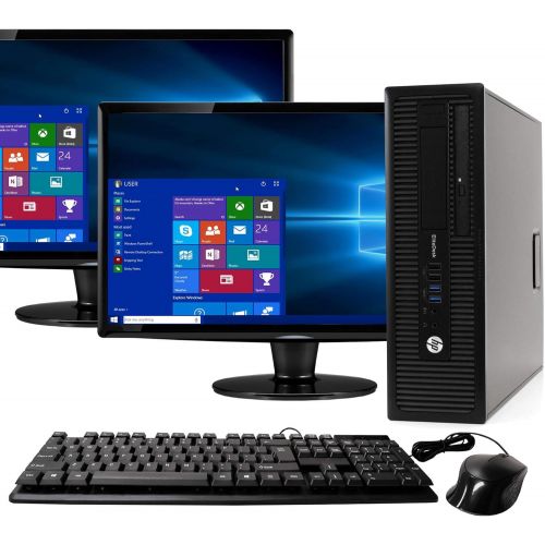  Amazon Renewed HP Elite 800G1 Desktop Computer Package - Intel Quad Core i5 3.3GHz, 16GB RAM, 240GB SSD 2TB HDD, Windows 10 Pro, Dual 19 inch Monitors, Keyboard, Mouse (Renewed)