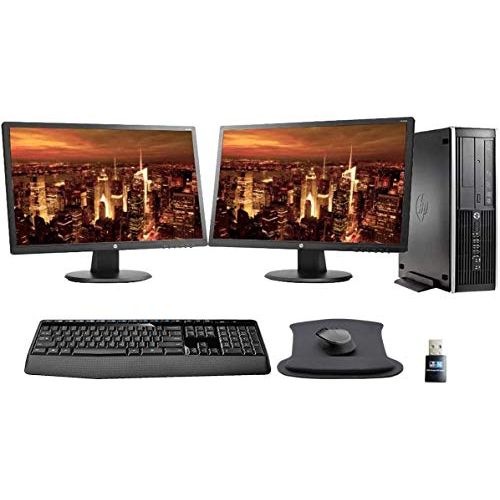  Amazon Renewed HP Elite 8300 PC, 2 x 24 FHD HP Monitors, Wireless Keyboard and, WiFi, Intel i7, 16GB, 1TB SSD Storage, Windows 10 (Renewed)