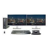 Amazon Renewed (Renewed) HP EliteDesk 800 G1 SFF Desktop, Intel i7, 16GB, 500GB SSD, Dual (2) E243 24-inch HP FHD Monitors, WiFi, Windows 10 Pro