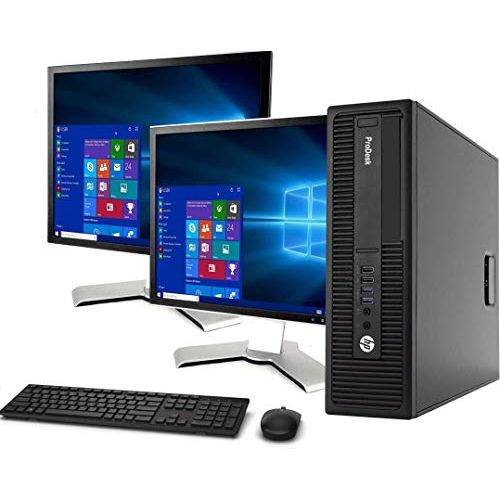  Amazon Renewed HP 600 G2 SFF Computer Desktop PC, Intel Core i5-6500 3.2GHz Processor, 16GB Ram, 512GB M.2 SSD,Wireless Keyboard & Mouse, WiFi Bluetooth, HP Dual 23.8-inch LCD Monitor, Windows 10