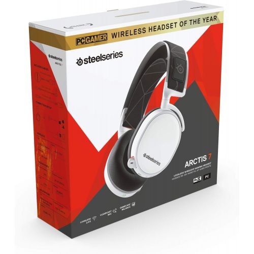  Amazon Renewed SteelSeries Arctis 7 (2019 Edition) Lossless Wireless Gaming Headset with DTS Headphone:X v2.0 Surround for PC and PlayStation 4 - White (Renewed)