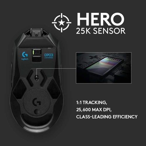  Amazon Renewed Logitech G903 Hero 16K Sensor Lightspeed Wireless Gaming Mouse (Renewed)