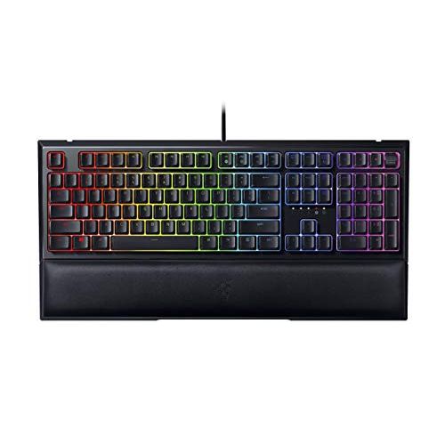  Amazon Renewed Razer Ornata V2 Gaming Keyboard: Hybrid Mechanical Key Switches - Customizable Chroma RGB Lighting - Individually Backlit Keys - Detachable Plush Wrist Rest - Programmable Macros (