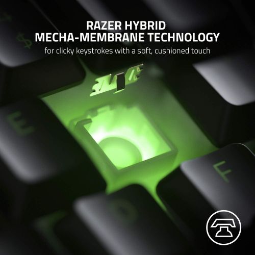  Amazon Renewed Razer Ornata V2 Gaming Keyboard: Hybrid Mechanical Key Switches - Customizable Chroma RGB Lighting - Individually Backlit Keys - Detachable Plush Wrist Rest - Programmable Macros (