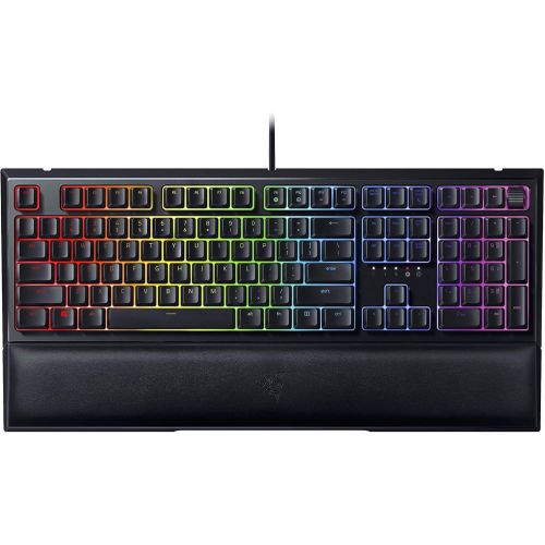  Amazon Renewed Razer Ornata V2 Gaming Keyboard: Hybrid Mechanical Key Switches - Customizable Chroma RGB Lighting - Individually Backlit Keys - Detachable Plush Wrist Rest - Programmable Macros (