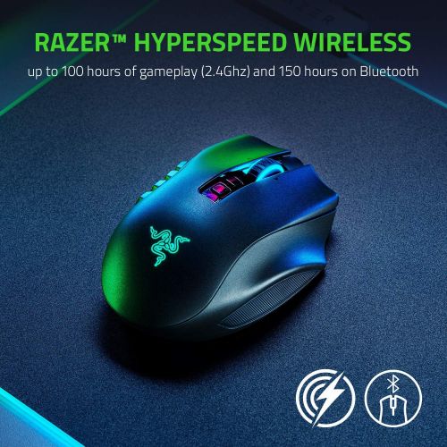  Amazon Renewed Razer Naga Pro Wireless Gaming Mouse: Interchangeable Side Plate w/ 2, 6, 12 Button Configurations - Focus+ 20K DPI Optical Sensor - Fastest Gaming Mouse Switch - Chroma RGB Lighti