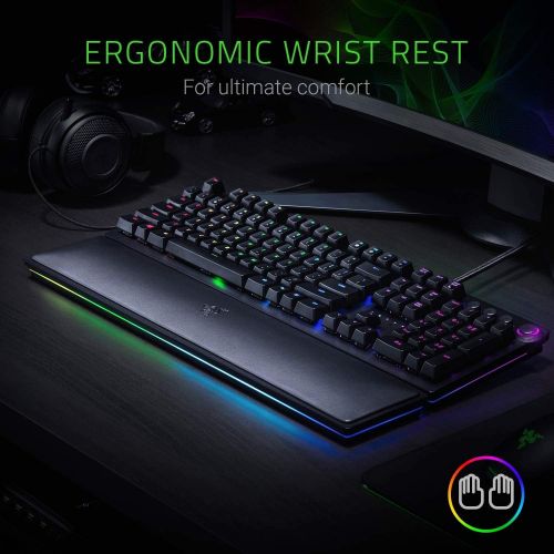  Amazon Renewed RAZER HUNTSMAN ELITE: Opto-Mechanical Switch - Multi-Functional Digital Dial & Media Keys - Leatherette Wrist Rest - 4-Side Underglow - Gaming Keyboard (Renewed)