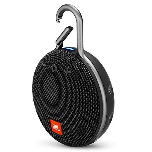  Amazon Renewed JBL Clip 3 Portable IPX7 Waterproof Wireless Bluetooth Speaker with Built-in Carabiner, Noise-Canceling Speakerphone and Microphone, Black (Renewed)