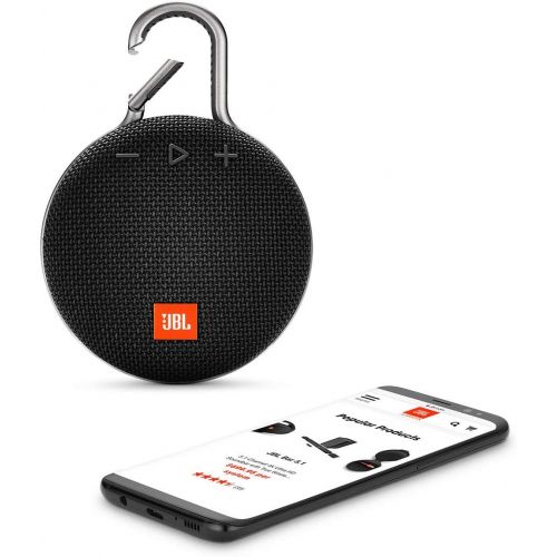  Amazon Renewed JBL Clip 3 Portable IPX7 Waterproof Wireless Bluetooth Speaker with Built-in Carabiner, Noise-Canceling Speakerphone and Microphone, Black (Renewed)