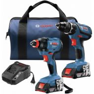 Amazon Renewed Bosch GXL18V-232B22-RT 18V Compact Tough Lithium-Ion 1/2 in. Cordless Drill Driver / 1/4 in. and 1/2 in. 2-in-1 Bit/Socket Cordless Impact Driver Combo Kit (2 Ah) (Renewed)