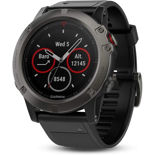  Amazon Renewed Garmin Fenix 5X Sapphire Multisport 51mm GPS Watch - Slate Gray with Black Band (010-01733-00) + 1 Year Extended Warranty (Renewed)
