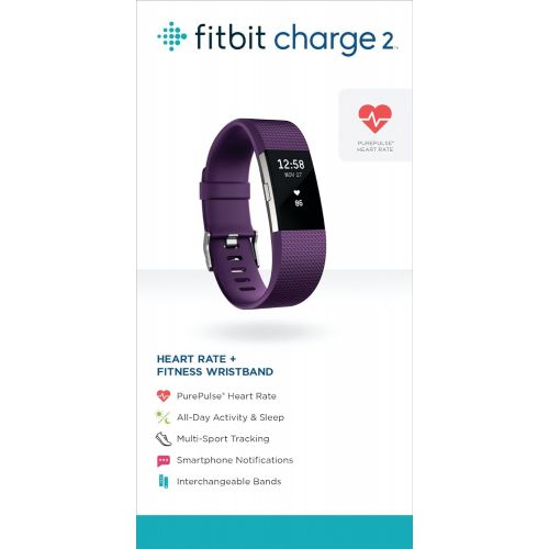  Amazon Renewed Fitbit Charge 2 Heart Rate + Fitness Wristband, Plum, Large (6.7 - 8.1 Inch) (US Version) (Renewed)