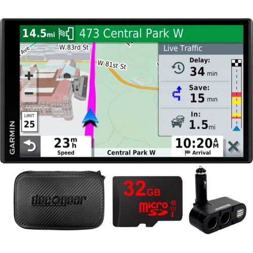  Amazon Renewed Garmin 010-N2038-02 Drivesmart 65T GPS Navigator (Renewed) Bundle with Dual DC12V/24V Electronic Multifunction Car Socket, 32GB MicroSD Card & Deco Gear Hard EVA Case with Zipper