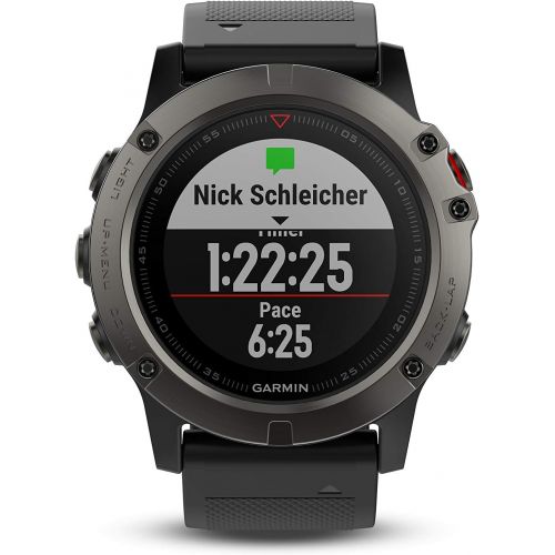  Amazon Renewed Garmin fnix 5X, Premium and Rugged Multisport GPS Smartwatch, features Topo U.S. Mapping, Slate Gray, (Renewed)