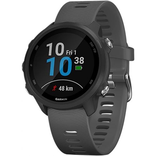  Amazon Renewed Garmin Forerunner 245, GPS Running Smartwatch with Advanced Dynamics, Slate Gray (Renewed)