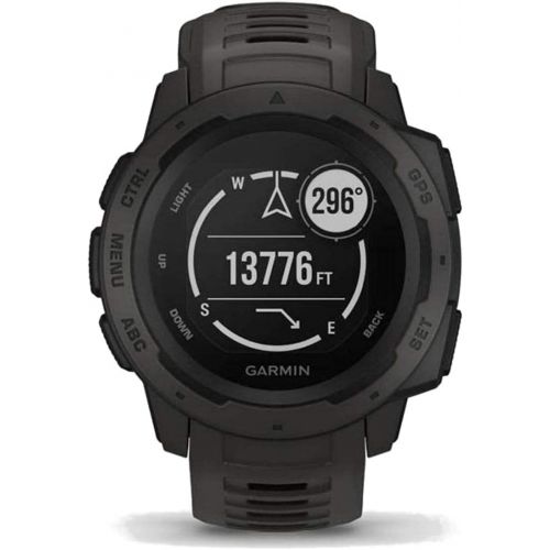  Amazon Renewed Garmin 010-02064-00 Instinct, Rugged Outdoor Watch with GPS, Features GLONASS and Galileo, Heart Rate Monitoring and 3-axis Compass, 1.27, Graphite (Renewed)