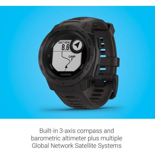  Amazon Renewed Garmin 010-02064-00 Instinct, Rugged Outdoor Watch with GPS, Features GLONASS and Galileo, Heart Rate Monitoring and 3-axis Compass, 1.27, Graphite (Renewed)