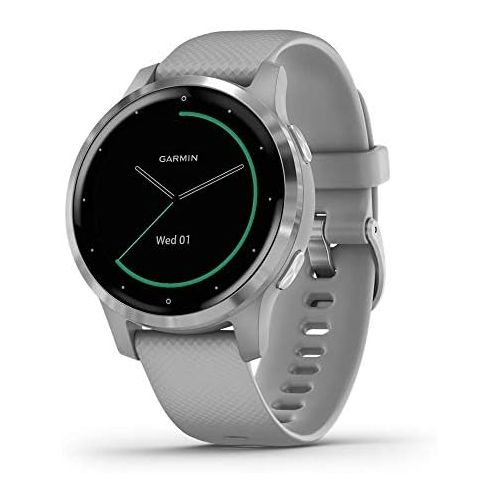  Amazon Renewed Garmin vivoactive 4S, Smaller-Sized GPS Smartwatch, Features Music, Body Energy Monitoring, Animated Workouts, Pulse Ox Sensors and More, Silver with Gray Band (Renewed)