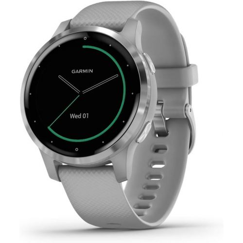  Amazon Renewed Garmin vivoactive 4S, Smaller-Sized GPS Smartwatch, Features Music, Body Energy Monitoring, Animated Workouts, Pulse Ox Sensors and More, Silver with Gray Band (Renewed)