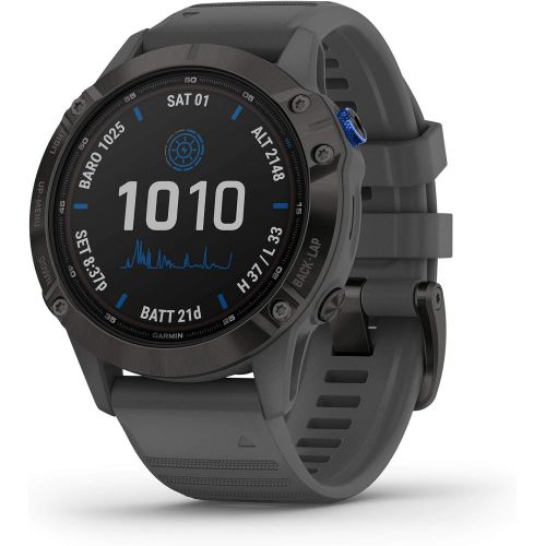  Amazon Renewed Garmin f?nix 6 Pro Solar, Solar-powered Multisport GPS Watch, Advanced Training Features and Data, Black with Slate Gray Band (Renewed)