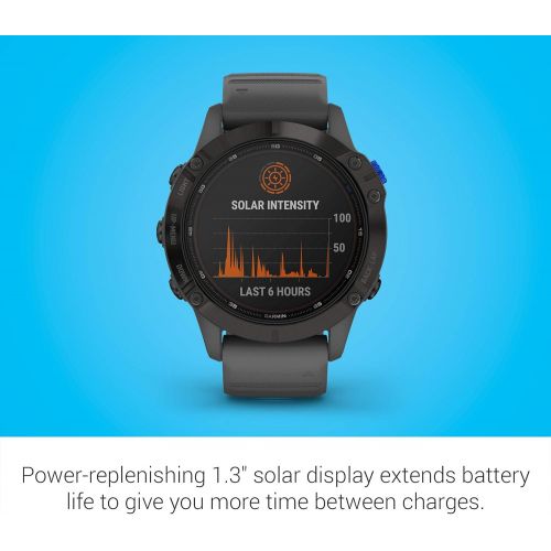  Amazon Renewed Garmin f?nix 6 Pro Solar, Solar-powered Multisport GPS Watch, Advanced Training Features and Data, Black with Slate Gray Band (Renewed)