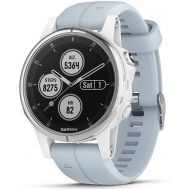 Amazon Renewed Garmin Fenix 5S Plus, GPS Smartwatch, Silver/White with Light Blue Band (Renewed)