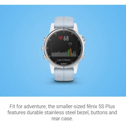  Amazon Renewed Garmin Fenix 5S Plus, GPS Smartwatch, Silver/White with Light Blue Band (Renewed)