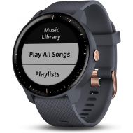 Amazon Renewed Garmin Vivoactive 3 Music, Granite Blue with Rose Gold Hardware-Worldwide Version with Music Storage, Built-in Sports Apps, Automatic Sync and Supports Spotify (Renewed)