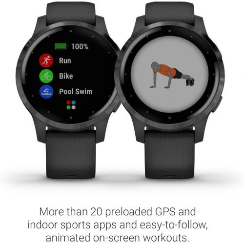  Amazon Renewed Garmin vivoactive 4S, Smaller-Sized GPS Smartwatch, Features Music, Body Energy Monitoring, Animated Workouts, Pulse Ox Sensors and More, Black (Renewed)