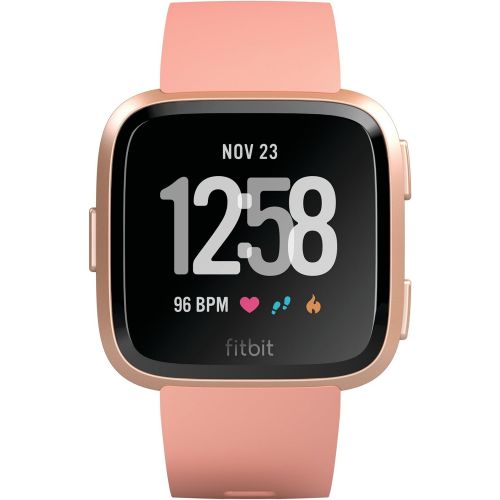  Amazon Renewed Fitbit Versa Smart Watch, Peach/Rose Gold Aluminium, One Size (S & L Bands Included) (Renewed)