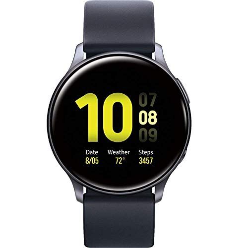  Amazon Renewed 2V8M Samsung Galaxy Watch Active2 (Silicon Strap + Aluminum Bezel) Bluetooth - International (Renewed) (Aqua Black, R830 - 40mm)