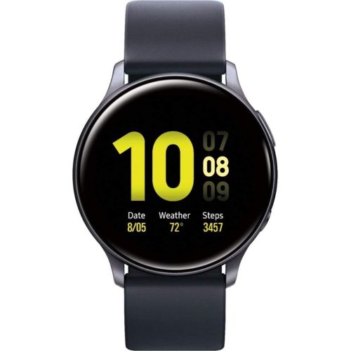  Amazon Renewed 2V8M Samsung Galaxy Watch Active2 (Silicon Strap + Aluminum Bezel) Bluetooth - International (Renewed) (Aqua Black, R830 - 40mm)